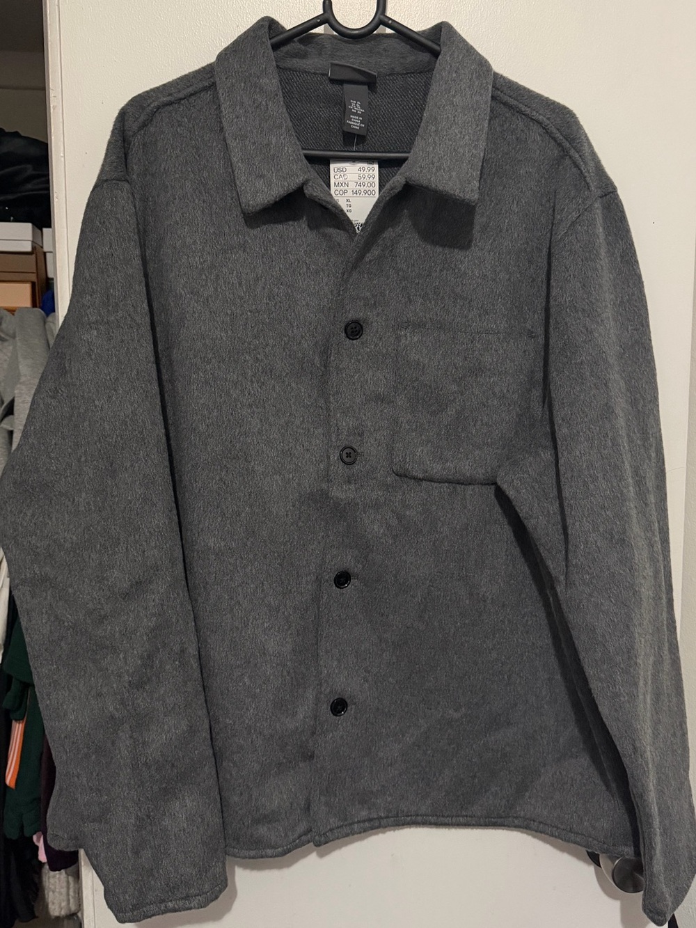 H&M Charcoal Gray Lightweight Shirt Jacket